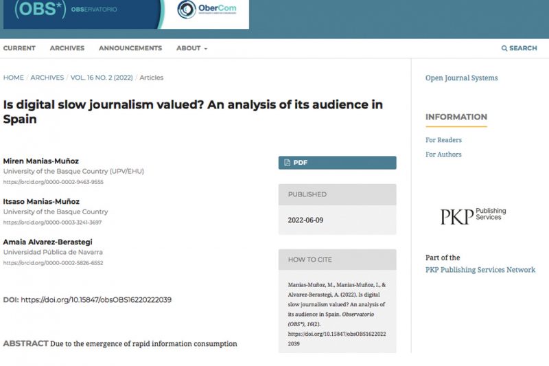 Is digital slow journalism valued? An analysis of its audience in Spain